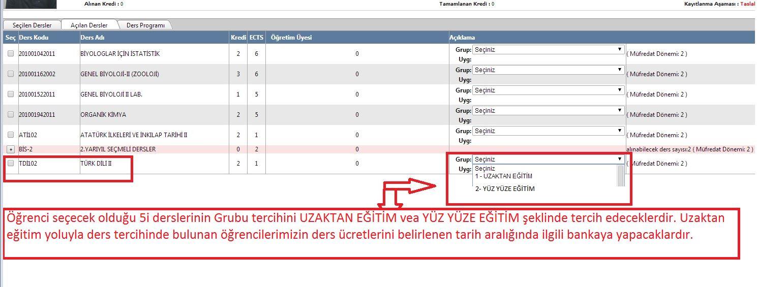 Uzaktan Eğitim yoluyla derslere kayıt yaptıran öğrenciler, internet ortamında dersleri takip edecek ve dönem sonlarında ortak