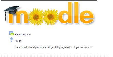 ÖRNEK : İlgili haftaya eklenen anket görünümü aşağıdaki gibidir. 4.3.3.2. Anket Formu Moodle kurulumu ile standart olarak gelen çok sorulu hazır anket formlarını kullanmanıza olanak sağlar.