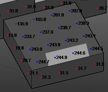 Bu stil Data Display Style altından seçilebilir hale gelecektir: Analizler yüzeyler üzerinde sayısal değerlerle gösterilecektir: NOT: Solar Analysis iletişim kutusunda Data Display kısmında yer alan