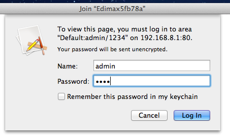 Varsayılan kullanıcı ismi admin, ve varsayılan şifre 1234 dür. <Windows> <Mac> 5. Kurulum sayfasına yönlendirileceksiniz.