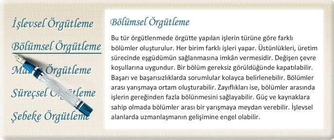 ĠliĢkiler ve görevler katı kurallara bağlı değildir. Yatay ve yukarıya doğru iletiģim vardır.