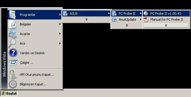 ASUS PC PROBE II ASUS PC PROBE II Nedir? Asus PcProbe programı Bilgisayarımızın çalışması için önem taşıyan parçaların sıcaklık, fan dönüş hızı, voltaj değerlerini algılar ve gerektiğinde uyarı verir.