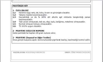 Tablo 2.3: Buğday unu alım talimatı (gıda alım şartnamesi) Tablo 2.