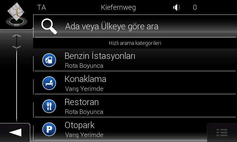 c. Sonuçların listesini açmak için öğesine dokunun. d. İstediğiniz yeri bulun: 4. Aramaya daha önce anlatıldığı şekilde devam edin (sayfa 26). 3.1.