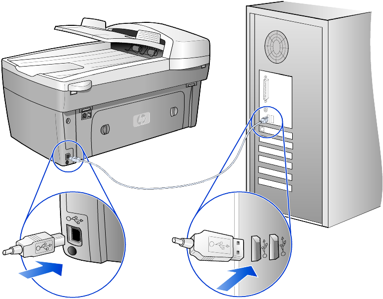bölüm 8 bilgisayarınızdaki USB bağlantı noktasına bağlama hp officejet'i birden fazla bilgisayara bağlama PC'niz bir ağa bağlıysa ve ağdaki başka bir PC'ye bağlı HP OfficeJet varsa, bu makineyi kendi