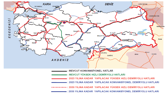 Harita 41 - TCDD 2023 ve 2035 Demiryolu Hedefi Kaynak: Türkiye Ulaşım ve İletişim Stratejisi (Hedef 2023) Harita 42 - TCDD Lojistik Merkezler Haritası Kaynak: Ulaşan ve Erişen Türkiye (2012)