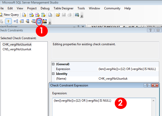 Check Constraint Bir sütuna girilebilecek degerleri: belli bir küme ile kisitlamak belli bir formata uygunlugunu denetlemek baska sütunlar üstünden bir kiyas ile denetlemek için CREATE TABLE