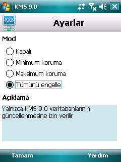 M I C R O S O F T W I N D O W S M O B I L E İ Ç İ N K A S P E R S K Y M O B I L E S E C U R I T Y 9.0 Şekil 114. Güvenlik Duvarı güvenlik düzeyini seçme 4. Tamam düğmesine basın.