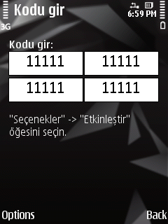 K U L L A N I M K I L A V U Z U 5. Kodu dörtlü alana girin. EtkinleĢtirme kodu Latin harfleri ve rakamlardan oluģur. Kod büyük küçük harf duyarlı değildir.