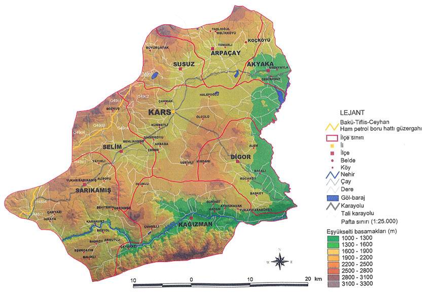 Şekil 1: KARS İL HARİTASI