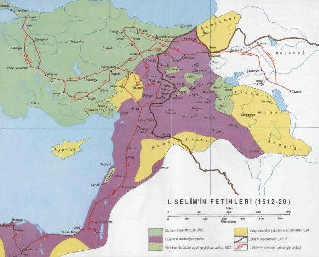 Şah İsmail'i bir darbede saf dışı bırakan Cihangir padişah, bu defa da yıldırım sureti ile Mısır ordularını 24 Ağustos 1516'da Mercidabık ve 26 Mart 1517'de Ridaniye'de kazandığı zaferler ile perişan