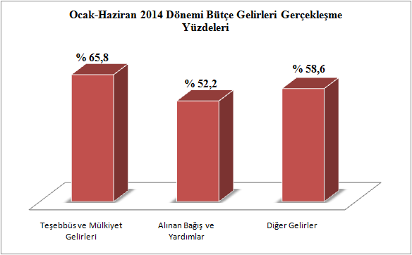 2014 yılı bütçesinde harcamaların ilk altı aylık gerçekleşmesi % 47,5 iken bir önceki yıl olan 2013 de bu oran % 43,1 seviyesindeydi.