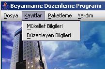 Kayıtlar/Mükellef Bilgileri seçeneği tıklandığında Kayıtlı Mükellef Bilgileri tablosu açılır.