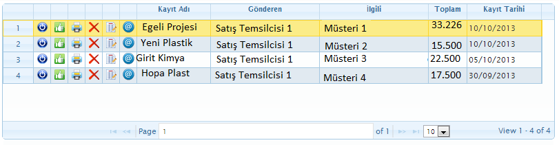 TEKLİFLENDİRME TEKLİF KAYIT: İlgili: Kullanıcılar tarafından yetkilendirilmiş satış temsilcisinin seçildiği kısımdır.