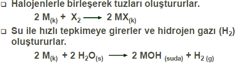 PERİYODİK CETVEL Erime ve kaynama noktaları diğer metallerden düşüktür. Grupta yukarıdan aşağıya doğru erime ve kaynama noktaları düşer.