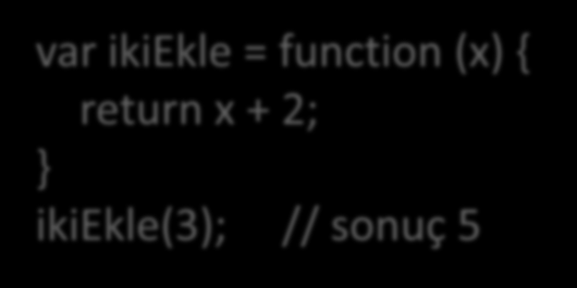 Javascript - Lambda var ikiekle = function