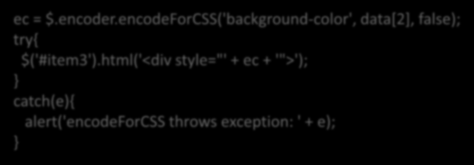 CSS Kodlama CSS Kodlama: $('#item3').html('<div style="color:' + data[2] + ';">'); ec = $.encoder.