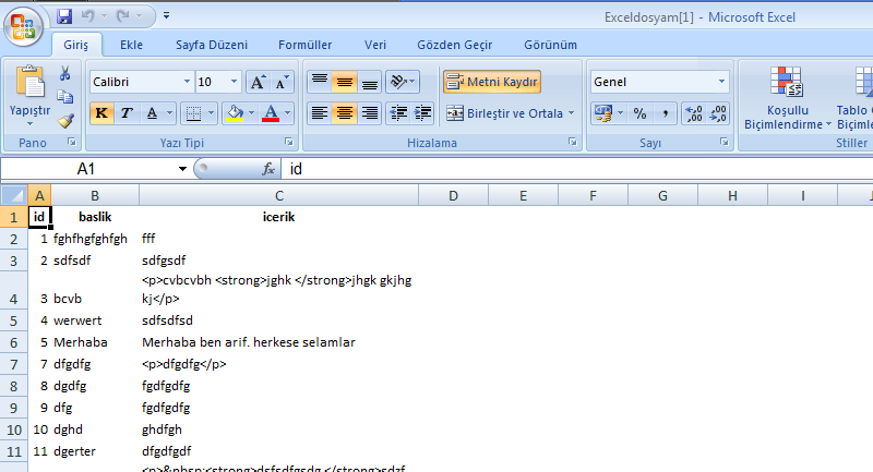 Default.aspx e Button ve GridView ekleyip, GridView ı veri tabanına bağlıyoruz ve Button a çift tıklayıp protected void Button1_Click(object sender, EventArgs e) GridViewExportUtil.