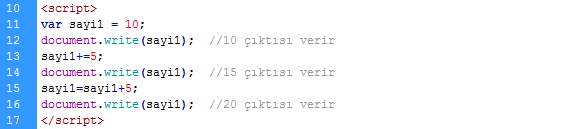 Azaltma operatörü (--) Sayının sonuna ya da baģına eklenmesi durumunda sayının değerini 1 azaltır. 1.4.2.