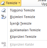 Hücrelerdeki Verileri Temizlemek Hücreleri seçmek başlığı altında anlatıldığı şekilde verileri temizlenecek hücreler seçili hale getirilir; Klavyeden Delete