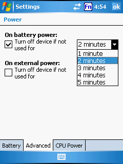 Güç ekranı yandaki gibidir. 2) Pil sekmesinde (Yandaki ekran) ana pilin (Main battery) ve yedek pilin (Backup batetery) durumu görüntülenmektedir.