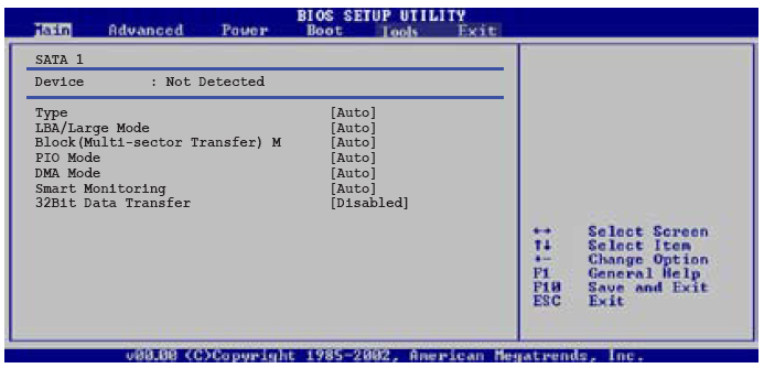 2.3.4 SATA1, SATA2, SATA3 ve SATA4 Setup ayarlarına girdiğinizde, BIOS otomatik olarak Serial ATA cihazları tanımlar. Burada her SATA cihaz için alt menüler vardır.