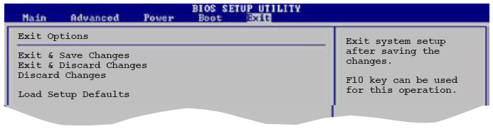 2.8 Exit menu Exit menüsü maddeleri BIOS maddeleri için en iyi yada güvenli varsayılan değerleri BIOS maddelerine yüklemenize, kaydetmenize yada çıkarmanıza izin verir.