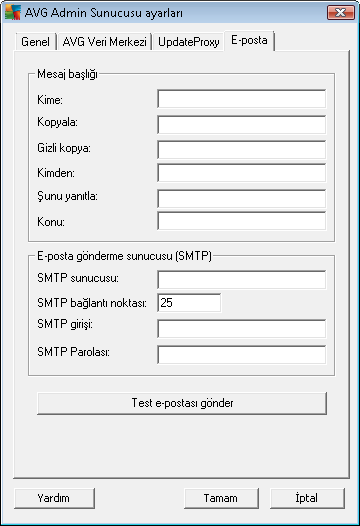 10.4.4. E-posta sekmesi Bu sekme su seçenekleri sunar: E-posta yoluyla Grafik raporlar gönderebilmek için veya bildirimler alabilmek için, ilk önce bu sekmeyi yapilandirmaniz gerekir.