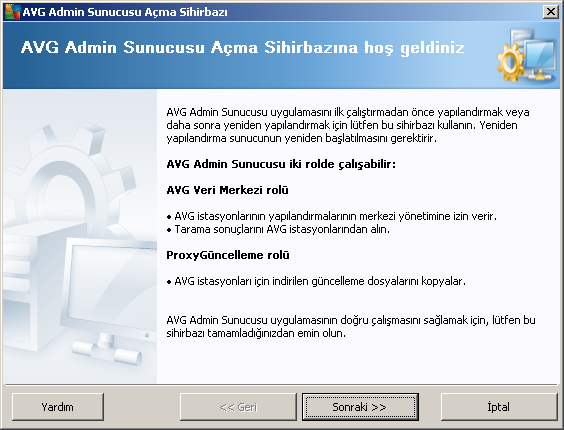 3. AVG Admin Kurulum Sihirbazı AVG Admin Sunucusu Kurulum Sihirbazi, AVG Anti-Virus Business Edition 2011 uygulamasi yüklenir yüklenmez baslatilir.