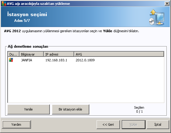 AVG olmayan istasyonlari bir dosyaya disa aktar - bu seçenek, AVG yüklemesinin olmadigi istasyonlarin listesini içeren bir dosya olusturur.