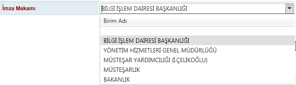 Hazırlanacak evrak tipi aşağıda belirtilen Evrak Tipi menüsünden seçilir.