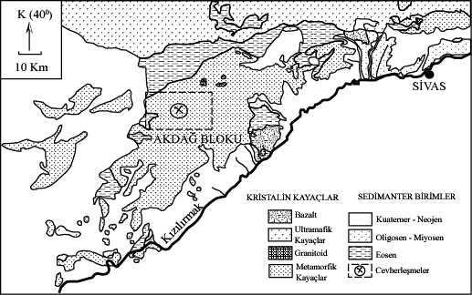 2. ÇALIŞMA ALANININ JEOLOJİSİ Bölge Kırşehir Masif inin bir bölümü olan Akdağ Masifi içerisinde yer almaktadır ve magmatik ve metamorfik kayaçlar bulunmaktadır.