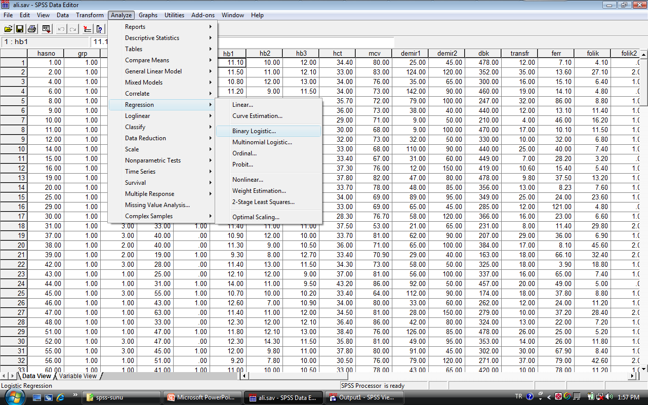 1.Analyze, Regression, Binary