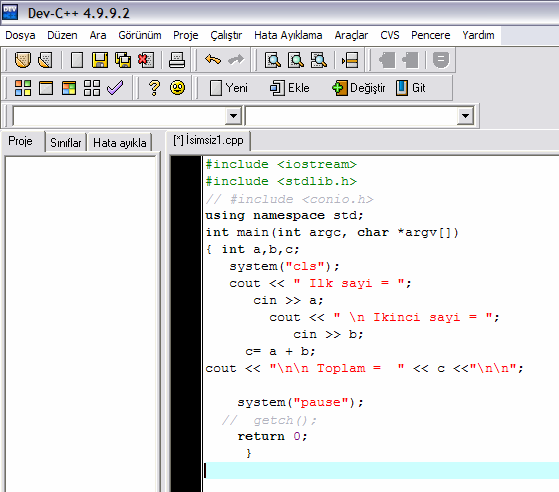 ALTERNATĐFLER 18 1 C/C++ programlama dili, derleyiciden derleyiciye küçük farklılıklar gösterebilir Şimdiye kadar verilen örnekler, Turbo C derleyicisi göz önüne alınarak hazırlanmıştır Bir başka