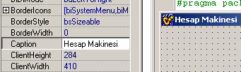 ĐLK ÖRNEK; BASĐT HESAP MAKĐNESĐ (Form, Edit, Label, Button kullanımı) 64 Örnek programın ekran görüntüsü incelendiğinde, işlem yapılacak iki sayı için hazırlanmış iki Edit kutusu, dört işlem ve çıkış
