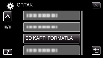 Menü Ayarları DAHİLİ H FORMATLA (GZ-E245) Dahili hafıza üzerindeki tüm dosyaları siler SD KARTI FORMATLA SD kart üzerindeki tüm dosyaları siler Ayar Ayrıntılar Ayar Ayrıntılar DOSYA Dahili hafıza