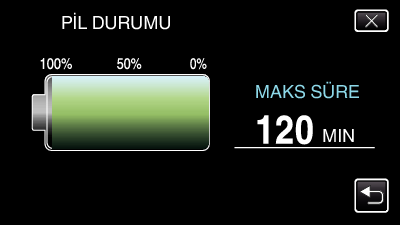 Kayıt UYARI : 0 Kayıttan sonra tarih ve saat silinemez Kalan Kayıt Süresinin Kontrolü Dahili hafıza ve SD kart üzerindeki kalan kayıt süresini ve de kalan pil gücünü kontrol edebilirsiniz 1 LCD