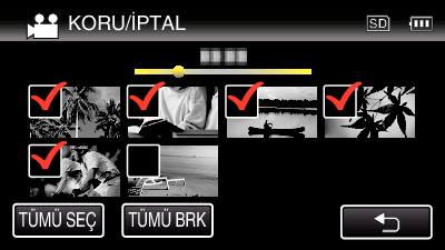 Düzenleme Seçilen Dosyaların Korunmasının Korunması/Korumasının Çözülmesi Seçilen dosyayı korur ya da korumasını çözer 1 LCD monitörü açın 0 <Gruplanan Dosyalar> 0 Video ya da fotoğraf modunu seçmek