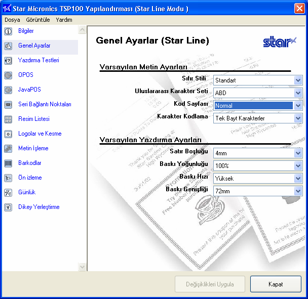 4.4. Genel Ayarlar Bu sayfayı varsayılan metin ayarları ve varsayılan yazdırma