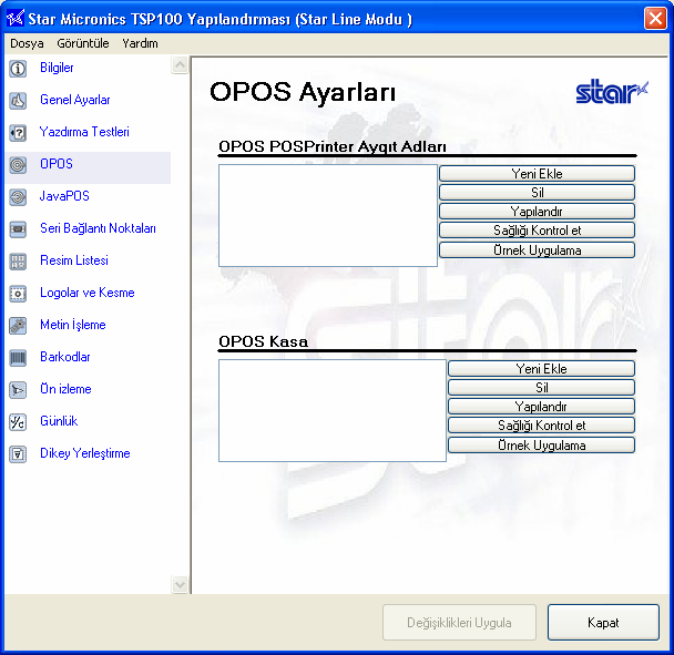 4.6. OPOS Kurulumu OPOS yazıcı sürücüsü Windows sürücü kurulumu ile birlikte verilir.