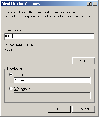 Domain e Ekleme Makine hesapları açıldıktan sonra Windows makineler domain e eklenmeli.