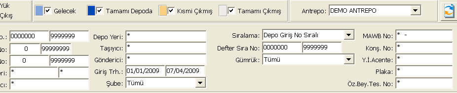 Softtrans İhracat Depo Uygul a ması nda birden fazla ihracat deponuz varsa bu depol arın taki bi ni yapabilirsiniz. Bunu sağl a mak içi n ilgili depoyu tanı ml anmı ş depol ardan seç melisiniz.