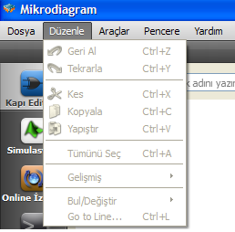 52 Programlanabilir Lojik Kontrol Ailesi MP300 PLC 4.3. Editör Menüleri 4.3.1. DOSYA MENÜSÜ Mikrodiagram dosya menüsünden temel program dosyalama işlemlerini yapabilirsiniz.