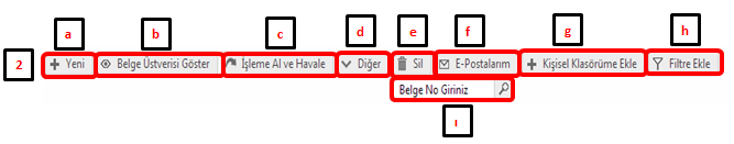 Genel Sekreterlik altında bulunan klasörler de Belgelerim altında bulunan klasörlerle aynı yapıdadır.