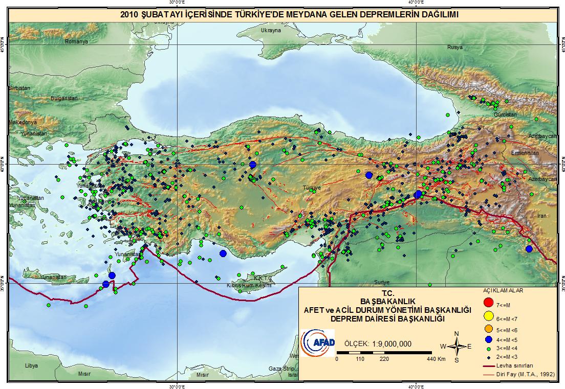 2010 ŞUBAT AYINDA TÜRKİYE DE ÖNE ÇIKAN DEPREM AKTİVİTELERİ 2010 Şubat ayı içerisinde toplam 1101 adet deprem meydana gelmiştir (Şekil 1-2).