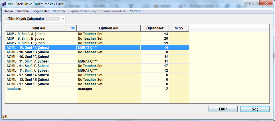 Öğrencilere Placement test i atama: 4- Giriş yapıldıktan sonra ekranda ekranda okul içerisindeki sınıflar görünecektir. Placement testi açmak istediğimiz sınıf seçilir.