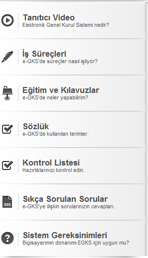 3. e-gks na Sayfa 1. e-gks yi tanıtıma ilişkin bilgilerin yer aldığı ve sistemde işlem yapmak için giriş işleminin yapılacağı sayfadır. 2.