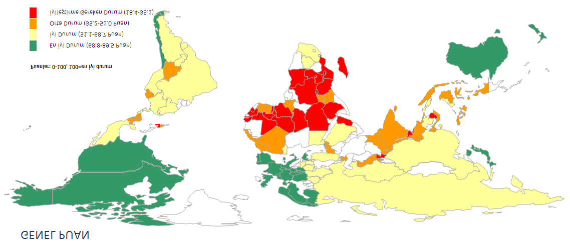 Şekil 6: Küresel Gıda Güvenliği Endeksine Göre Dünya Ülkelerinin Durumu GENEL PUAN Puanlar: 0-100, 100= en iyi durum En İyi Durum (68.8-89.5 Puan) İyi Durum (51.1-68.7 Puan) Orta Durum (35.2-51.