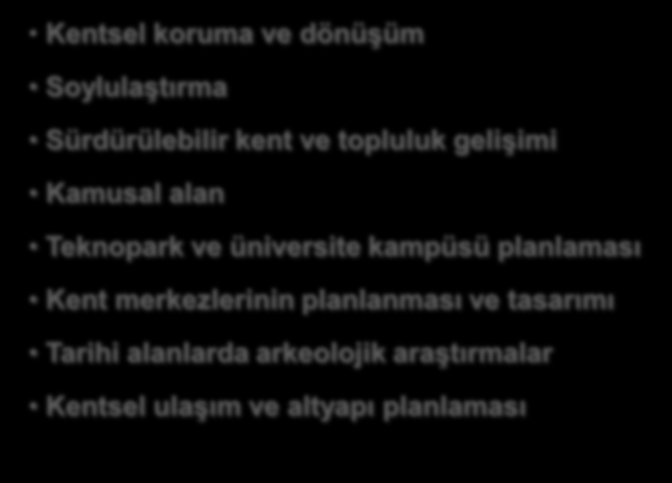 Ş E H İ R v e B Ö L G E P L A N L A M A A r a ş t ı r m a T e m e l A r a ş t ı r m a A l a n l a r ı v e U ğ r a ş l a r ı Küreselleşme ve bölgesel gelişme Şehir ve bölge planlama Konut politikası