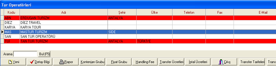 1.2.2. Tur Operatörü Resim 1.5: Kullanıcının yetkili olduğu operatörler Münferit müģteriler hariç rezervasyonu yapılan diğer müģterilerin tatil organizasyonunu yapan bir tur operatörü vardır.